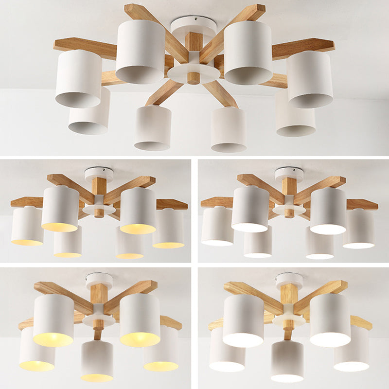 Cylindre en bois Semi-Flush Mount Éclair