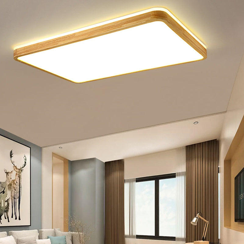 Luminaria de techo empotrada geométrica nórdica de madera LED para dormitorio en madera