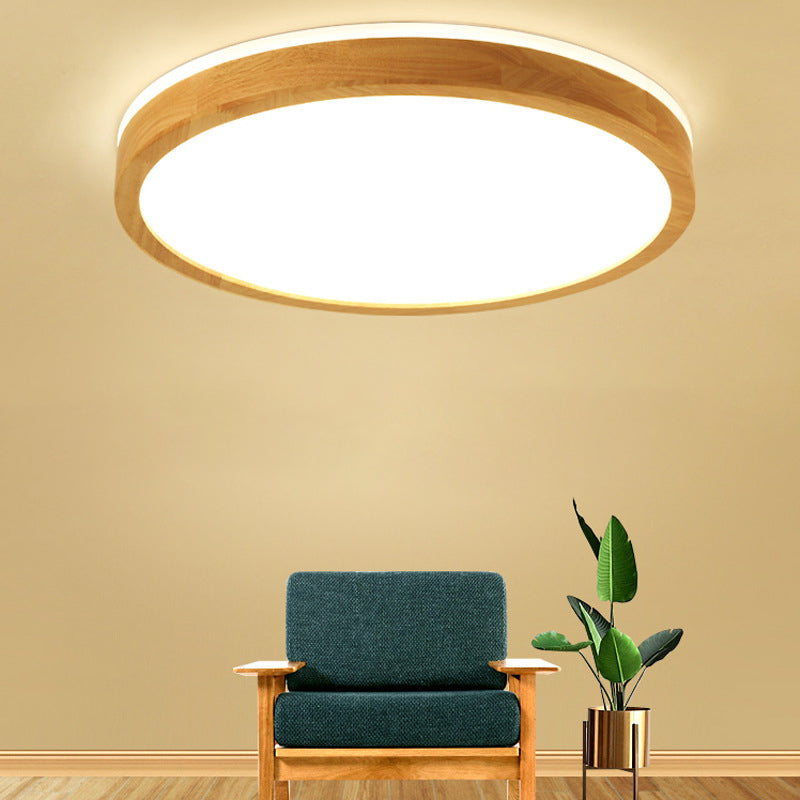 Luminaria de techo empotrada geométrica nórdica de madera LED para dormitorio en madera