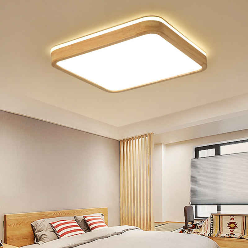 Luminaria de techo empotrada geométrica nórdica de madera LED para dormitorio en madera