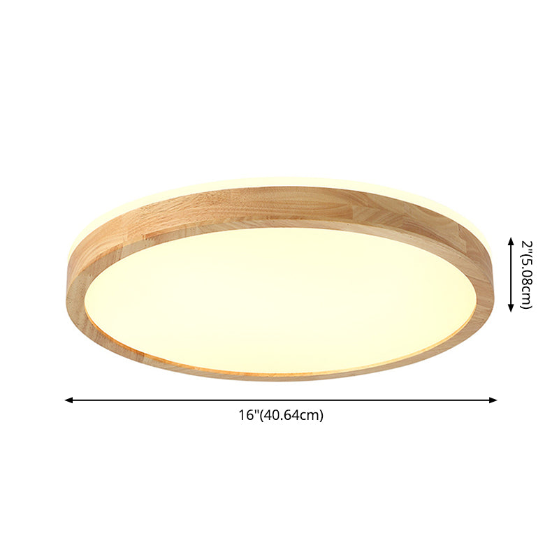 Luminaria de techo empotrada geométrica nórdica de madera LED para dormitorio en madera