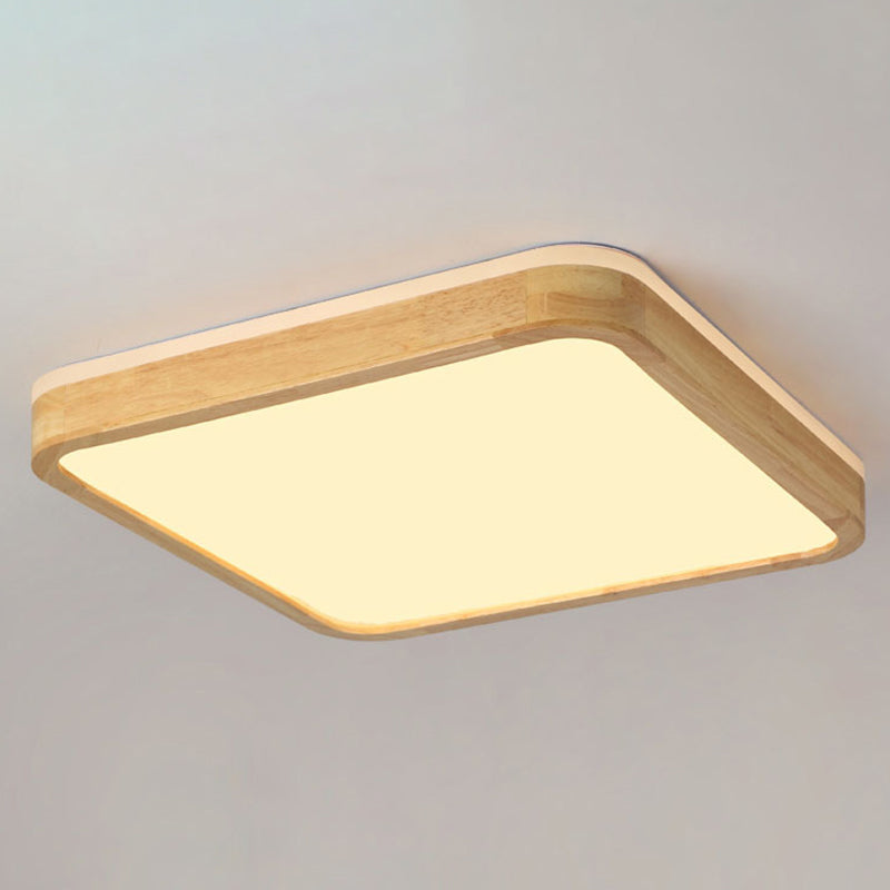 Luminaria de techo empotrada geométrica nórdica de madera LED para dormitorio en madera