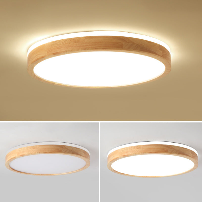 Luminaria de techo empotrada geométrica nórdica de madera LED para dormitorio en madera