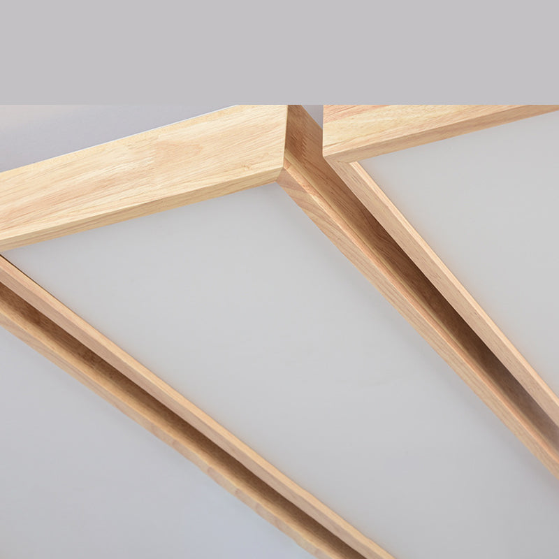 Rechthoekige Sitting kamer Flush Light Houten Nordic Style LED Flush Plafond Licht met Acryl