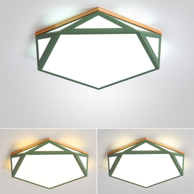 Lámpara de techo LED moderna con montaje empotrado en forma de Pentágono de metal para sala de estar