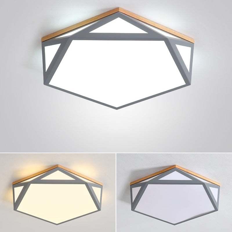 Lámpara de techo LED moderna con montaje empotrado en forma de Pentágono de metal para sala de estar