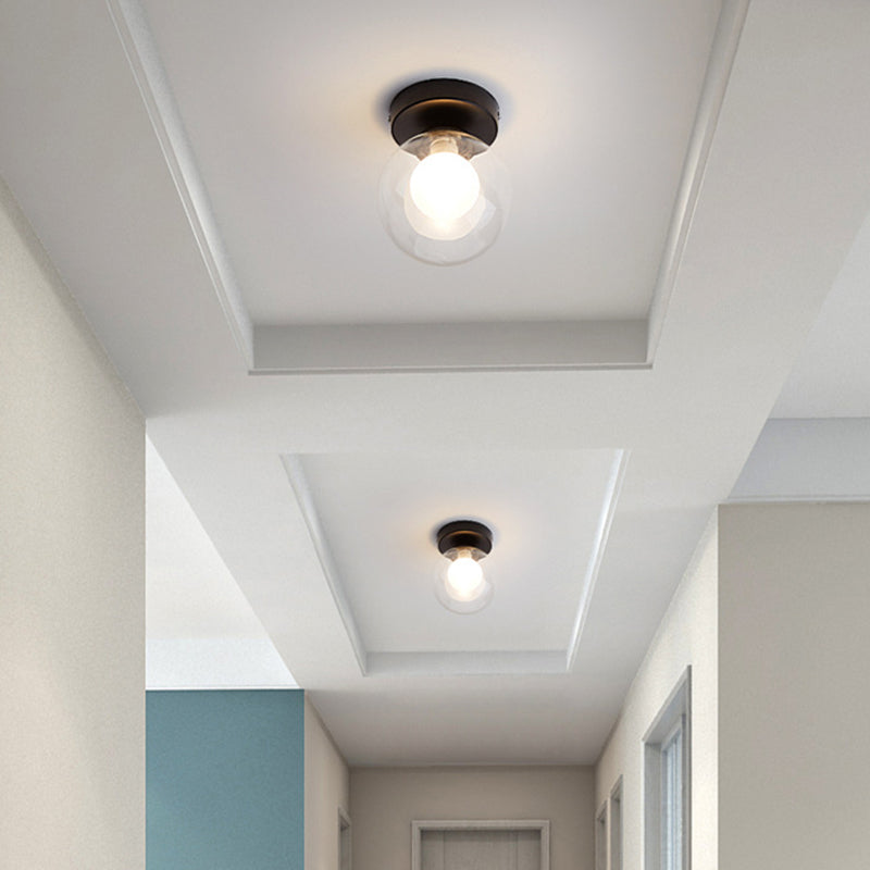 Mini Globe Glass Flush Mount Simple Single-Bulb Ceiling Light Fixture for Hallway