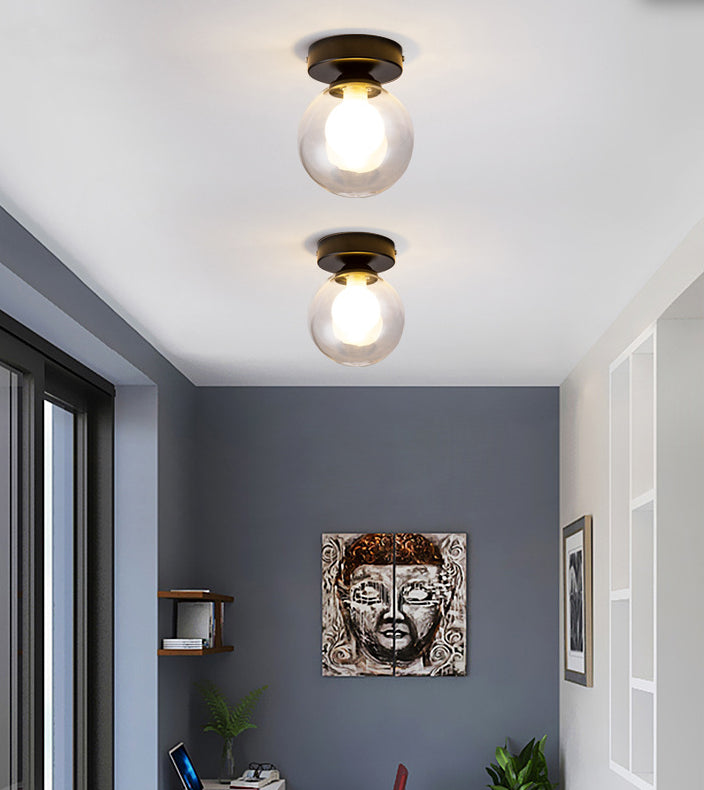 Mini Globe Glass Flush Mount Simple Single-Bulb Ceiling Light Fixture for Hallway