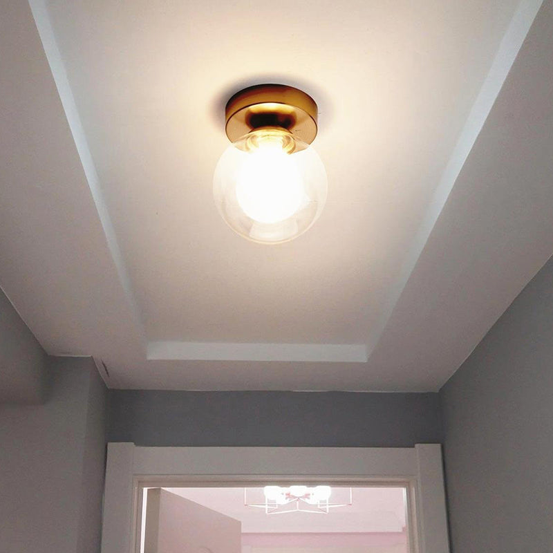 Mini Globe Glass Flush Mount Simple Single-Bulb Ceiling Light Fixture for Hallway