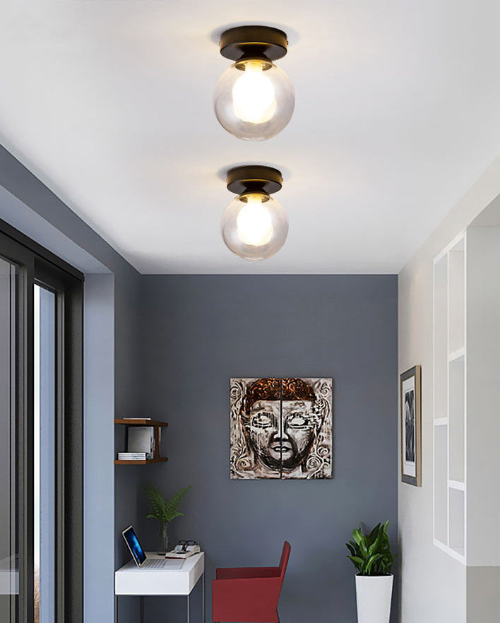 Mini Globe Glass Flush Mount Simple Single-Bulb Ceiling Light Fixture for Hallway