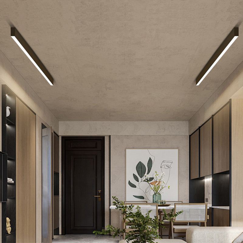 Linear Flush Mount Lighting Simplicity Metal Black Finish Flush Mount LED Light for Bedroom