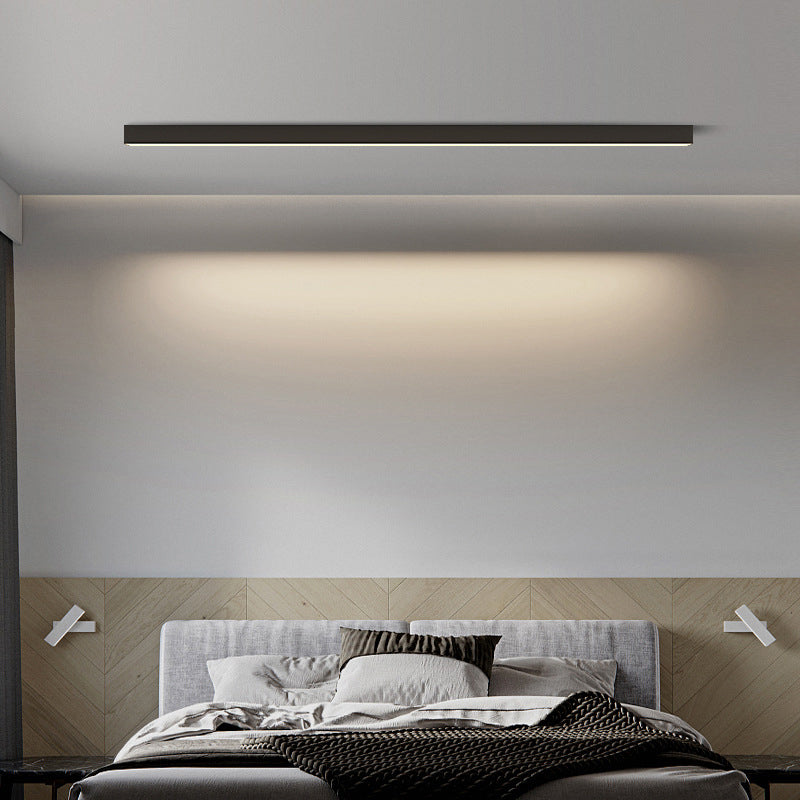 Linear Flush Mount Lighting Simplicity Metal Black Finish Flush Mount LED Light for Bedroom