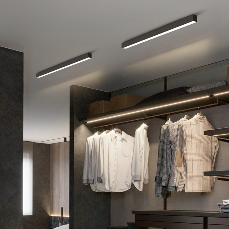 Linear Flush Mount Lighting Simplicity Metal Black Finish Flush Mount LED Light for Bedroom