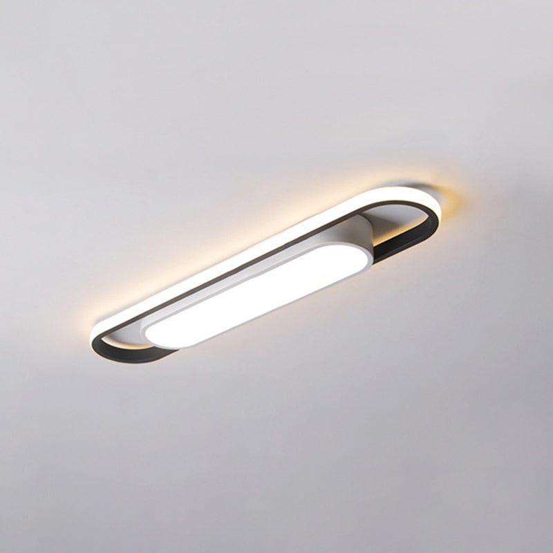 Simplicity LED Ceiling Light Fixture White Oval Ceiling Mount Light Fixture with Metal Shade