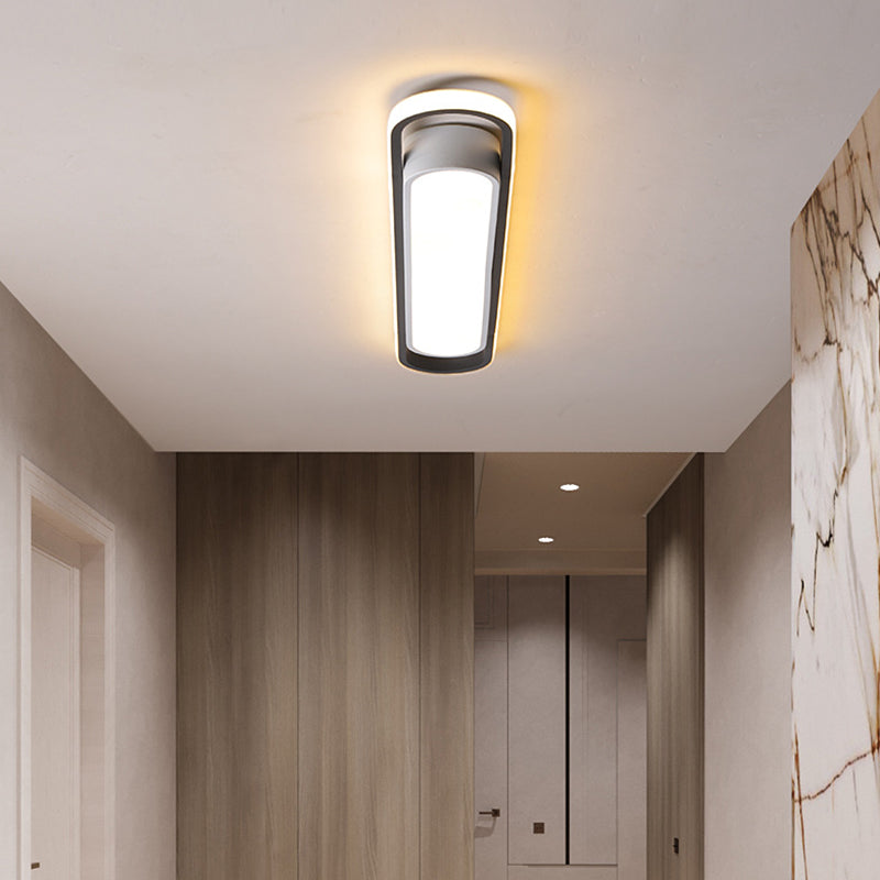 Simplicity LED Ceiling Light Fixture White Oval Ceiling Mount Light Fixture with Metal Shade