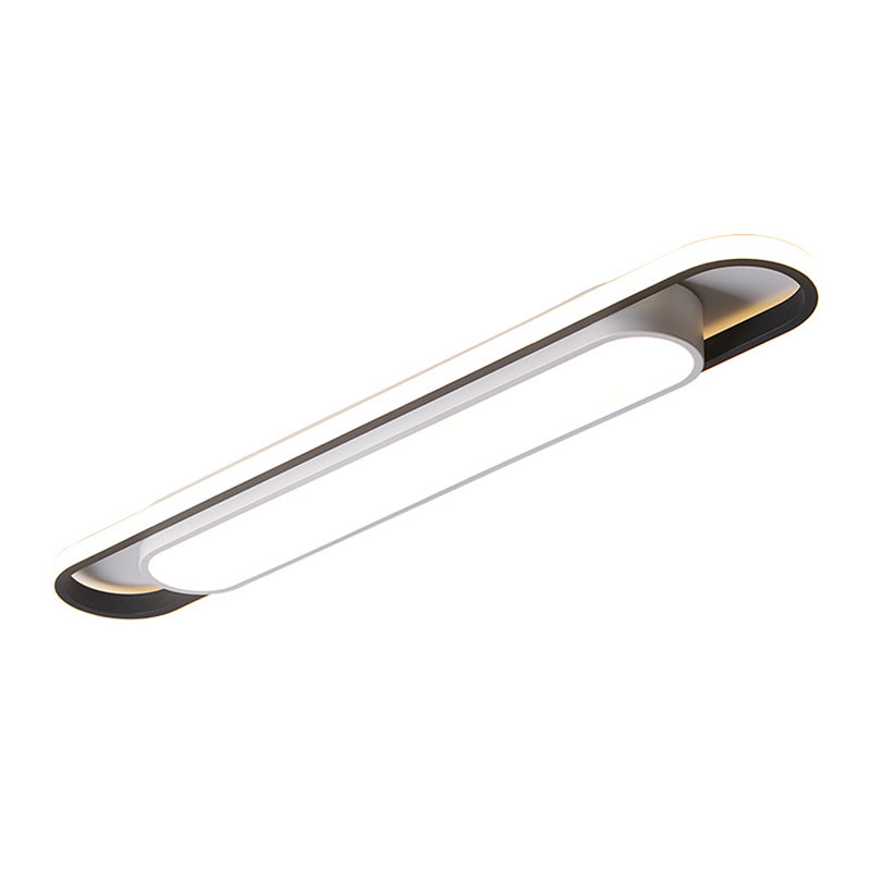 Simplicity LED Ceiling Light Fixture White Oval Ceiling Mount Light Fixture with Metal Shade