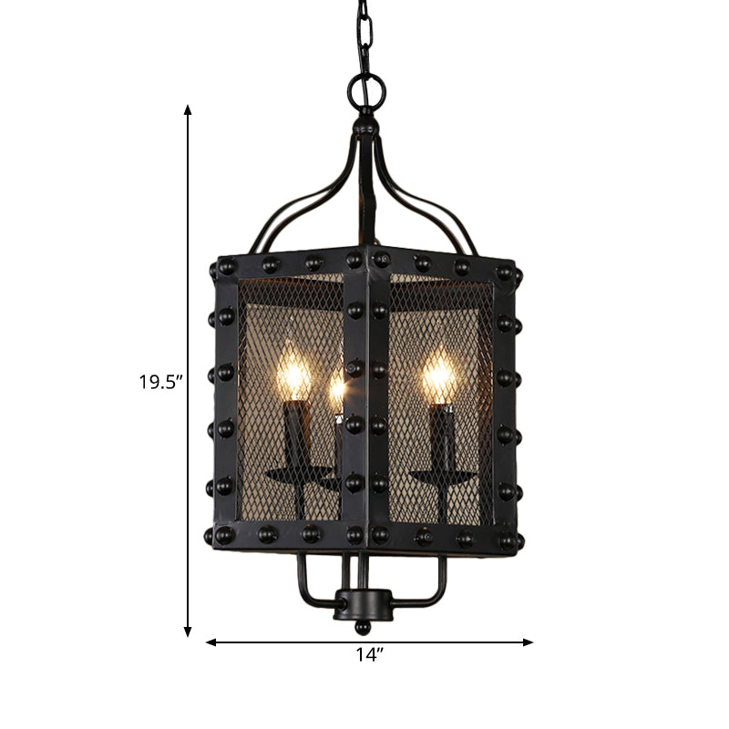 3 luces Candelier de techo de hierro Estilo vintage Vintage MARCO NEGRO Kit de lámpara colgante