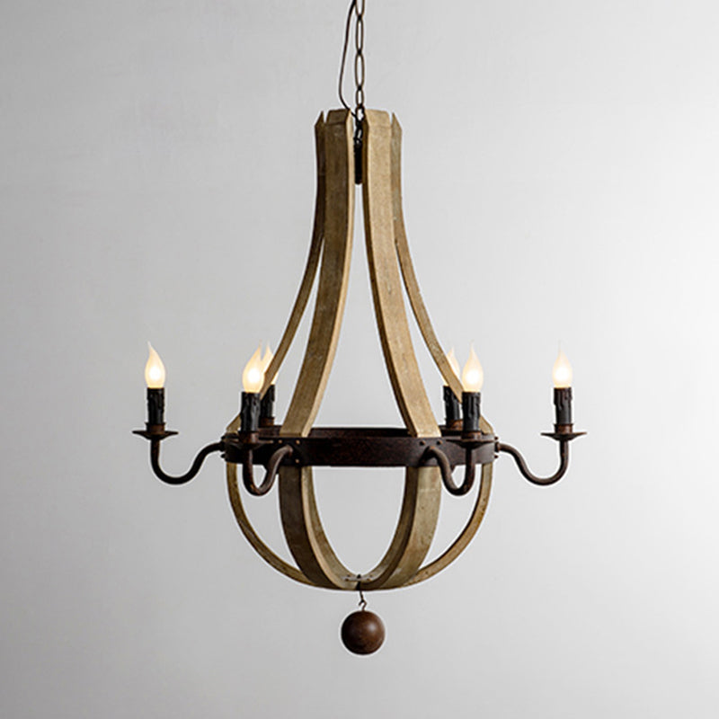 Éclairage de lustre à la salle à manger traditionnelle en bois brun vintage