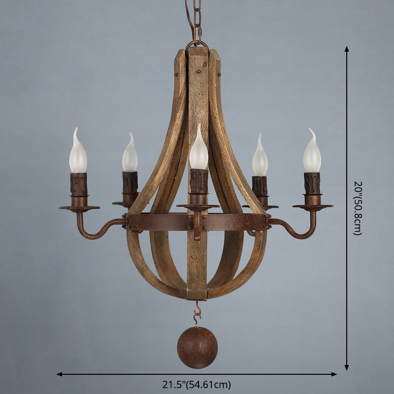 Éclairage de lustre à la salle à manger traditionnelle en bois brun vintage