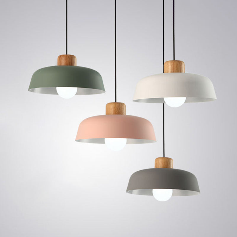 Candelier de lámpara de aluminio de estilo industrial nórdico bandeja de madera de la lámpara de aluminio Luz de dormitorio