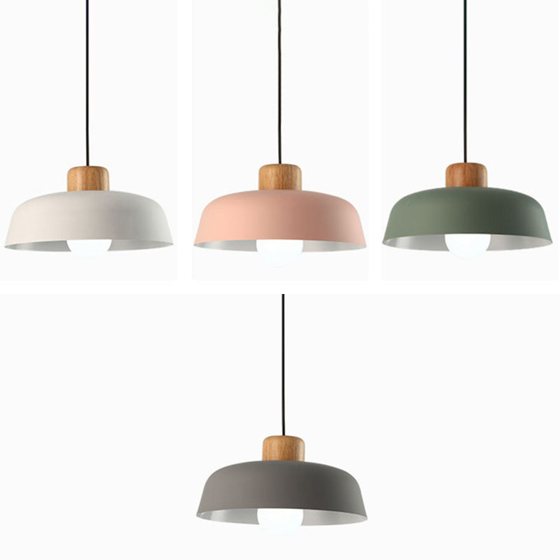 Candelier de lámpara de aluminio de estilo industrial nórdico bandeja de madera de la lámpara de aluminio Luz de dormitorio