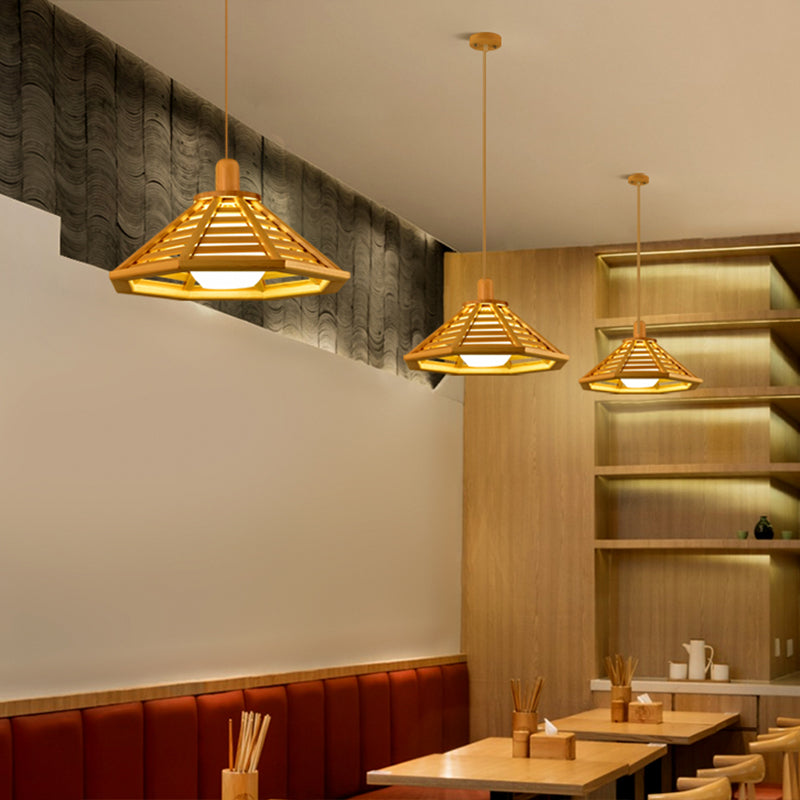 Japanse stijl houten huis kroonluchter handgemaakte houten hanglamp voor bar balkon