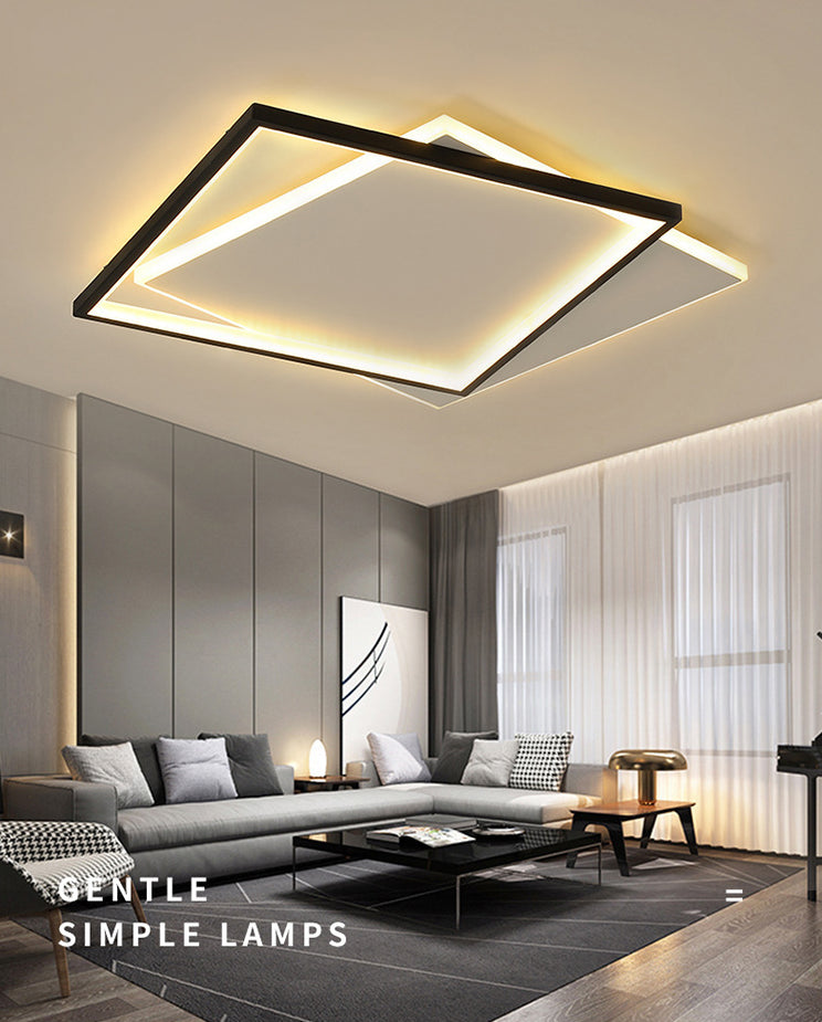 Ultra-thin Flush Mount Lighting Simplicity Metal Black-White LED Ceiling Lamp for Living Room