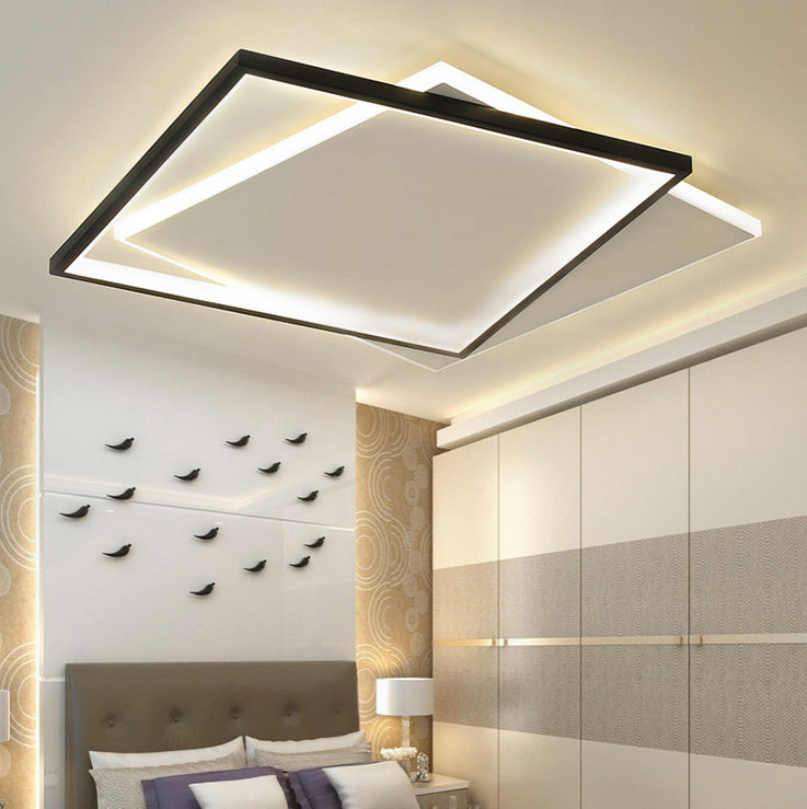 Ultra-thin Flush Mount Lighting Simplicity Metal Black-White LED Ceiling Lamp for Living Room