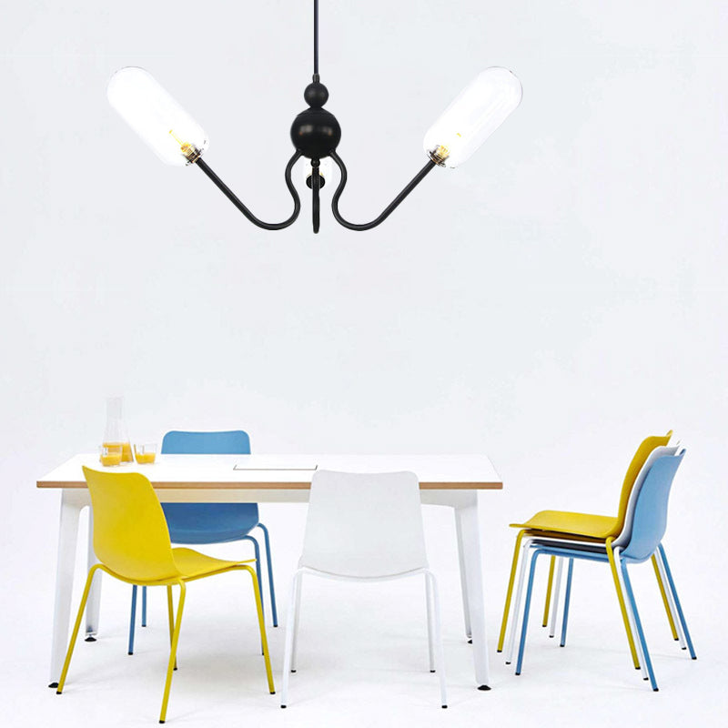 Éclairage de lustre ovale vintage Ambre / verre transparent 3 têtes de salon plafonnier avec cordon réglable en noir / chrome