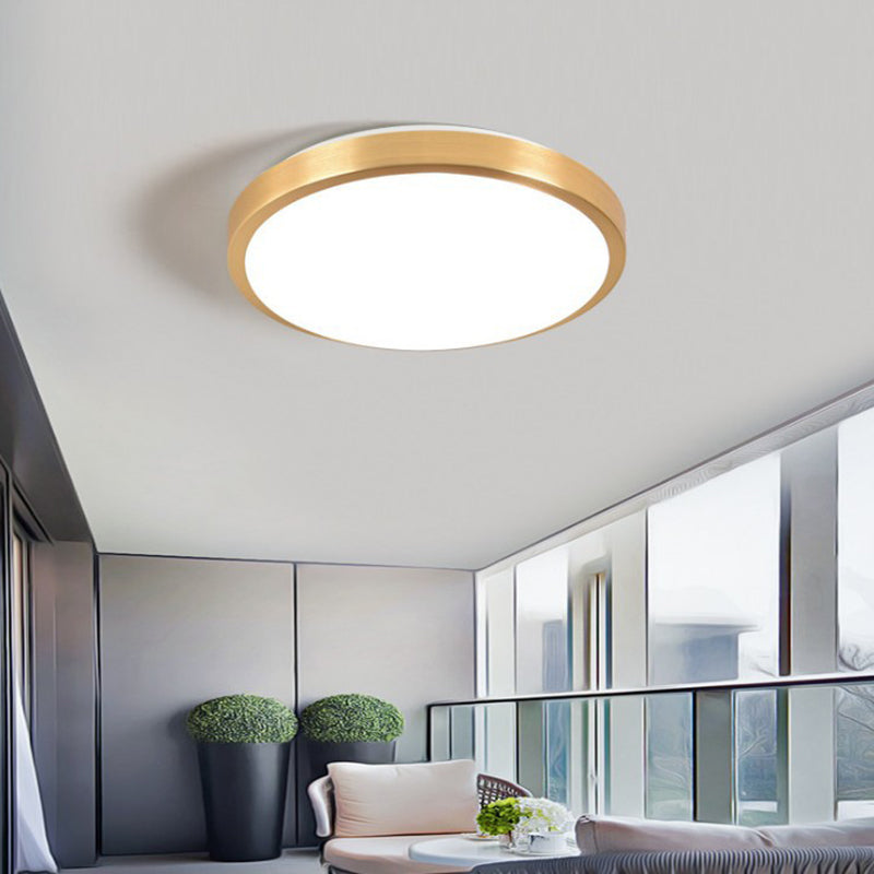 Golden Aluminum Alloy Round LED Ceiling Light Modern Simplicity Style Flush-mount Lighting Fixture for Bedroom