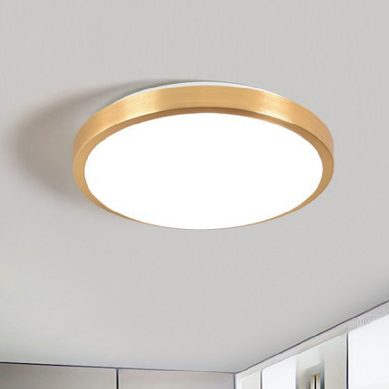 Luz de techo LED redonda de aleación de aluminio dorado, accesorio de iluminación empotrado de estilo moderno y sencillo para dormitorio