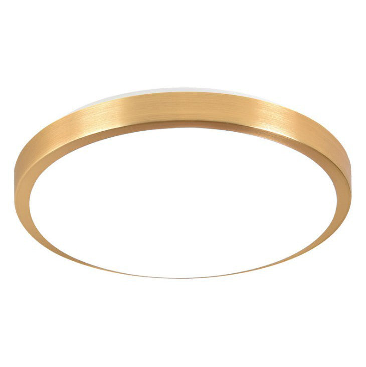 Luz de techo LED redonda de aleación de aluminio dorado, accesorio de iluminación empotrado de estilo moderno y sencillo para dormitorio