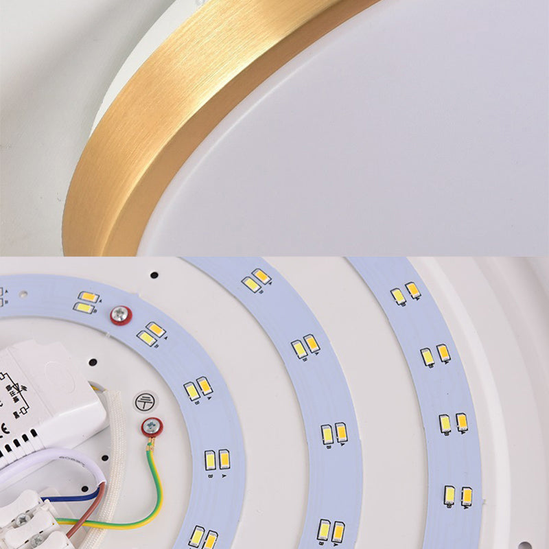 Luz de techo LED redonda de aleación de aluminio dorado, accesorio de iluminación empotrado de estilo moderno y sencillo para dormitorio
