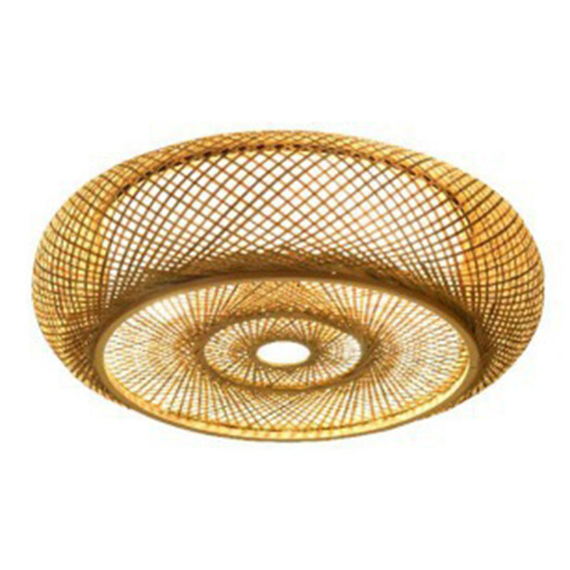 Circular Flush Mount Light Fixture Asian Rattan Flush Mount