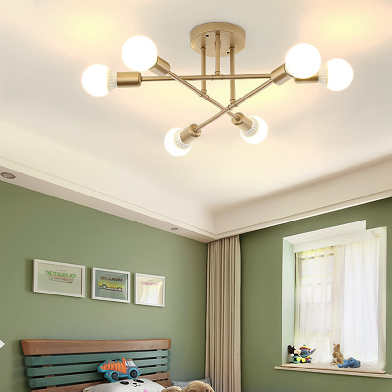Blootgestelde lamp Semi-inbouw kroonluchter Industrieel Metaal Semi-inbouwlicht
