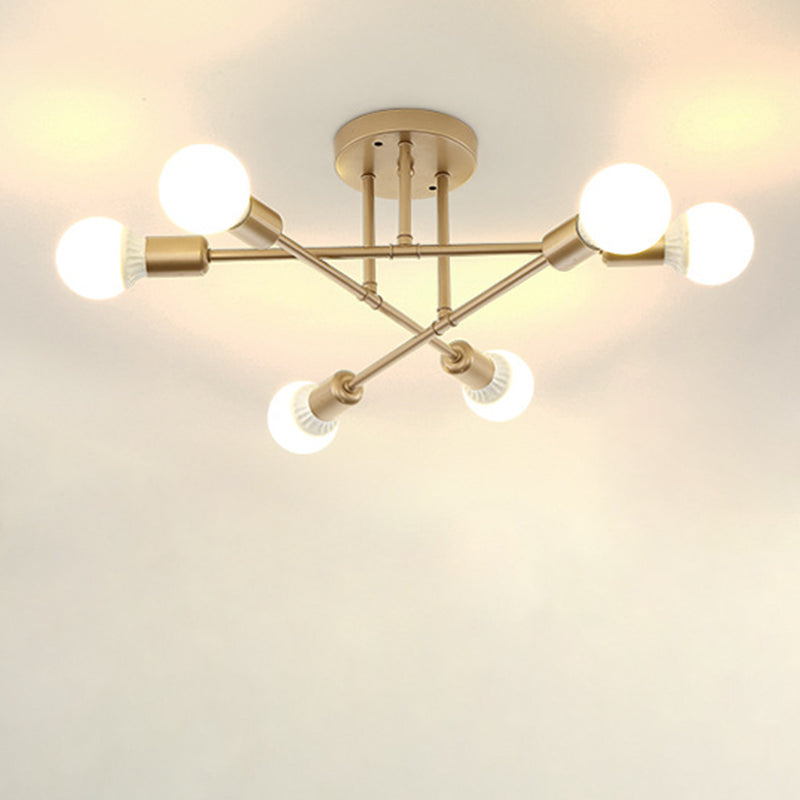 Blootgestelde lamp Semi-inbouw kroonluchter Industrieel Metaal Semi-inbouwlicht