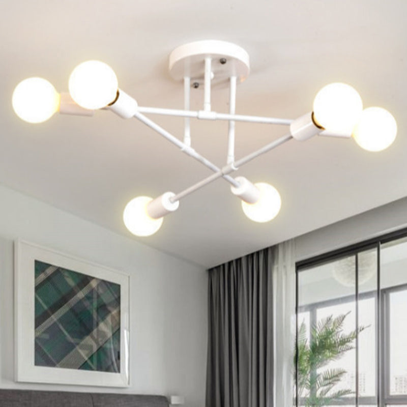 Blootgestelde lamp Semi-inbouw kroonluchter Industrieel Metaal Semi-inbouwlicht