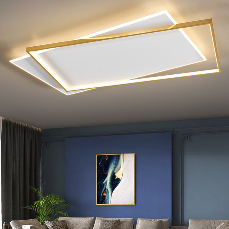 Doppelte Rechtecke Wohnzimmer Deckenbeleuchtung Acryl LED Moderne Deckeneinbaumontage