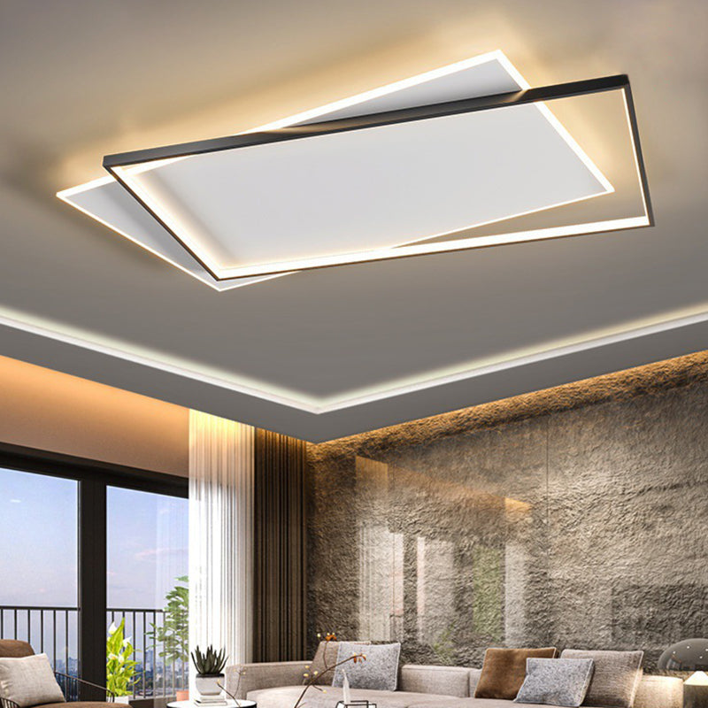 Double Rectangles Living Room Ceiling Lighting Acrylic LED Modern Ceiling Flush Mount