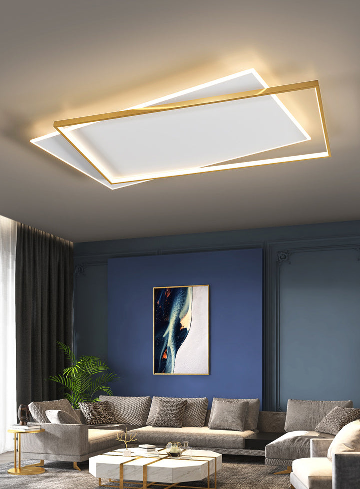 Doppelte Rechtecke Wohnzimmer Deckenbeleuchtung Acryl LED Moderne Deckeneinbaumontage
