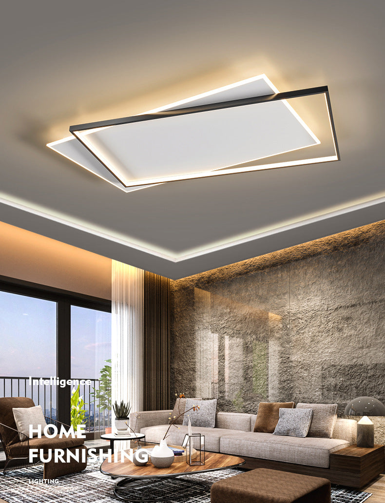 Doppelte Rechtecke Wohnzimmer Deckenbeleuchtung Acryl LED Moderne Deckeneinbaumontage