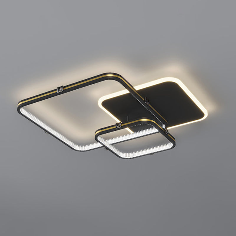 Quadrierte Deckenleuchte Moderne Stil Acryl LED-Schlafzimmer Deckenbündige Halterung in Schwarz