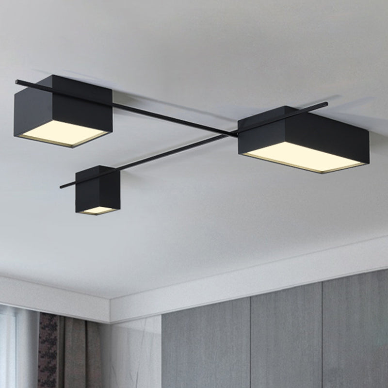 Squared Flush Mount Ceiling Lighting Fixture Modern Acrylic Flushmount