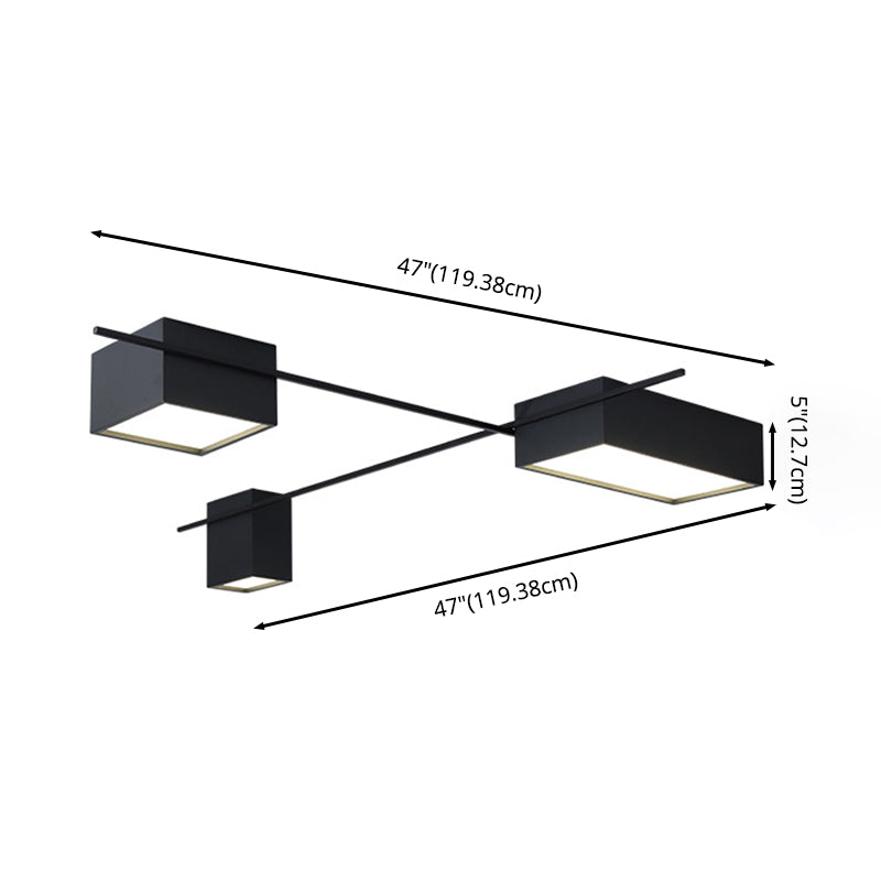Squared Flush Mount Ceiling Lighting Fixture Modern Acrylic Flushmount