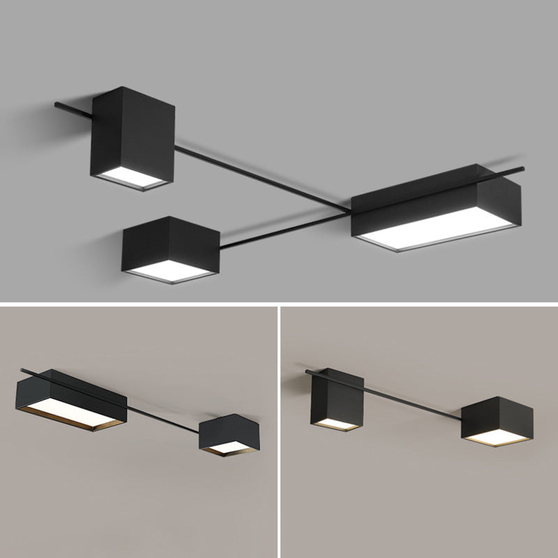 Squared Flush Mount Ceiling Lighting Fixture Modern Acrylic Flushmount