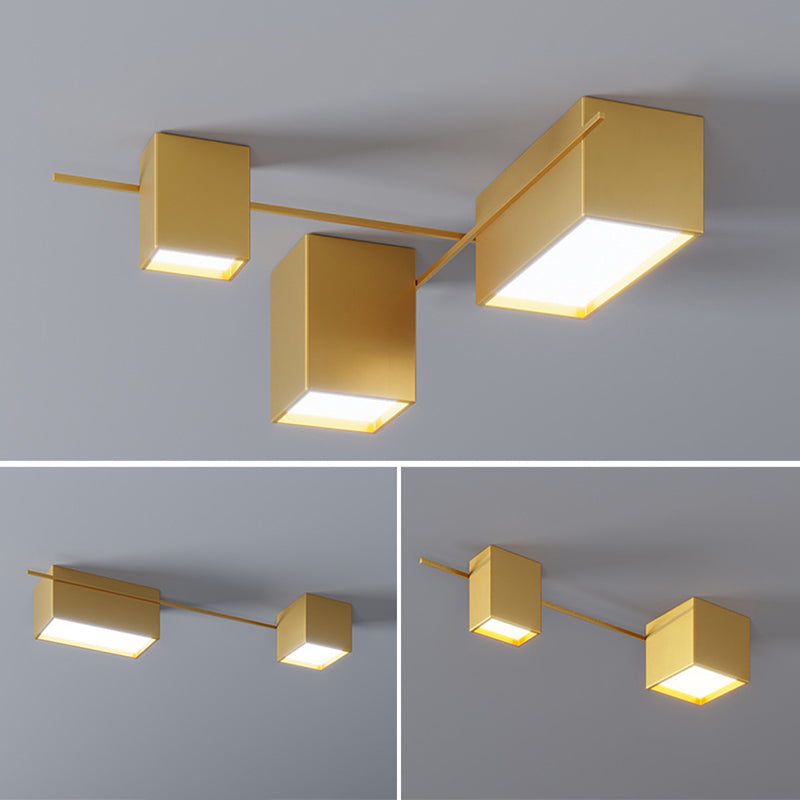 Squared Flush Mount Ceiling Lighting Fixture Modern Acrylic Flushmount