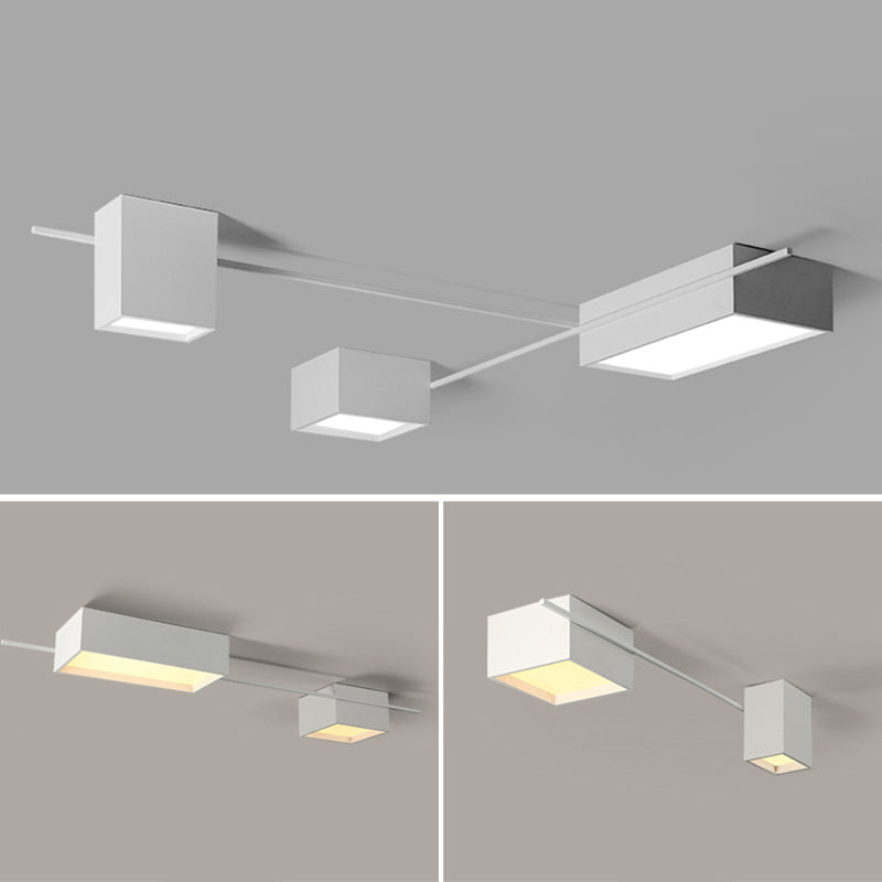 Squared Flush Mount Ceiling Lighting Fixture Modern Acrylic Flushmount