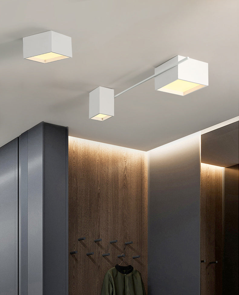 Squared Flush Mount Ceiling Lighting Fixture Modern Acrylic Flushmount