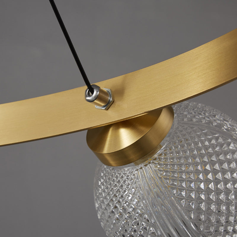 Lattice Glass Ball Chandelier Postmodern Style Brass Ceiling Light for Living Room