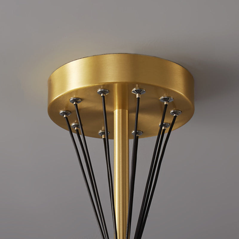 Lattice Glass Ball Chandelier Postmodern Style Brass Ceiling Light for Living Room